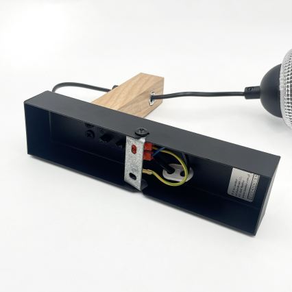 Wandleuchte LEANDRA 1xE27/15W/230V Eiche/Schwarz