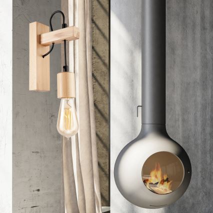 Wandleuchte LEON 1xE27/60W/230V Buche