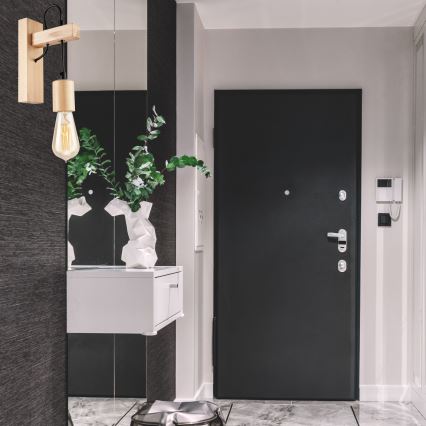 Wandleuchte LEON 1xE27/60W/230V Buche