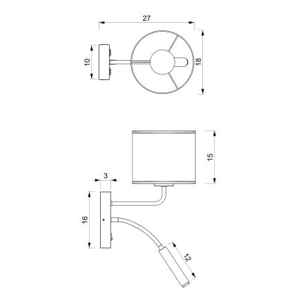 Wandleuchte LOFT SHADE 1xE27/60W+1xG9/8W/230V weiß/gold