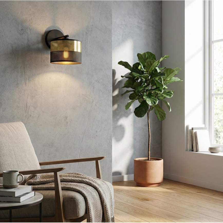 Wandleuchte LUX 1xE27/15W/230V schwarz/gold