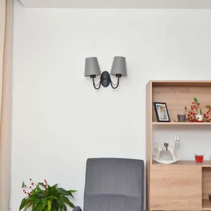 Wandleuchte MALBO 2x E27/15 W/230 V grau/schwarz