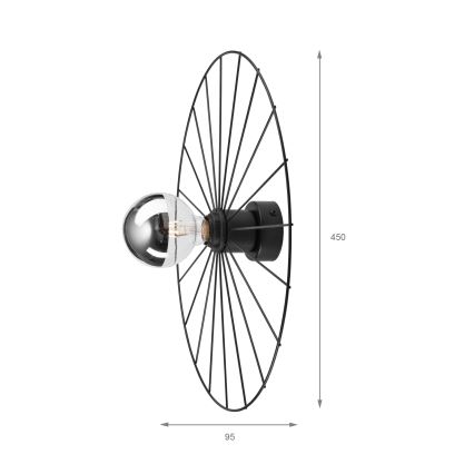 Wandleuchte MONTANA 1xE27/15W/230V d 45 cm schwarz