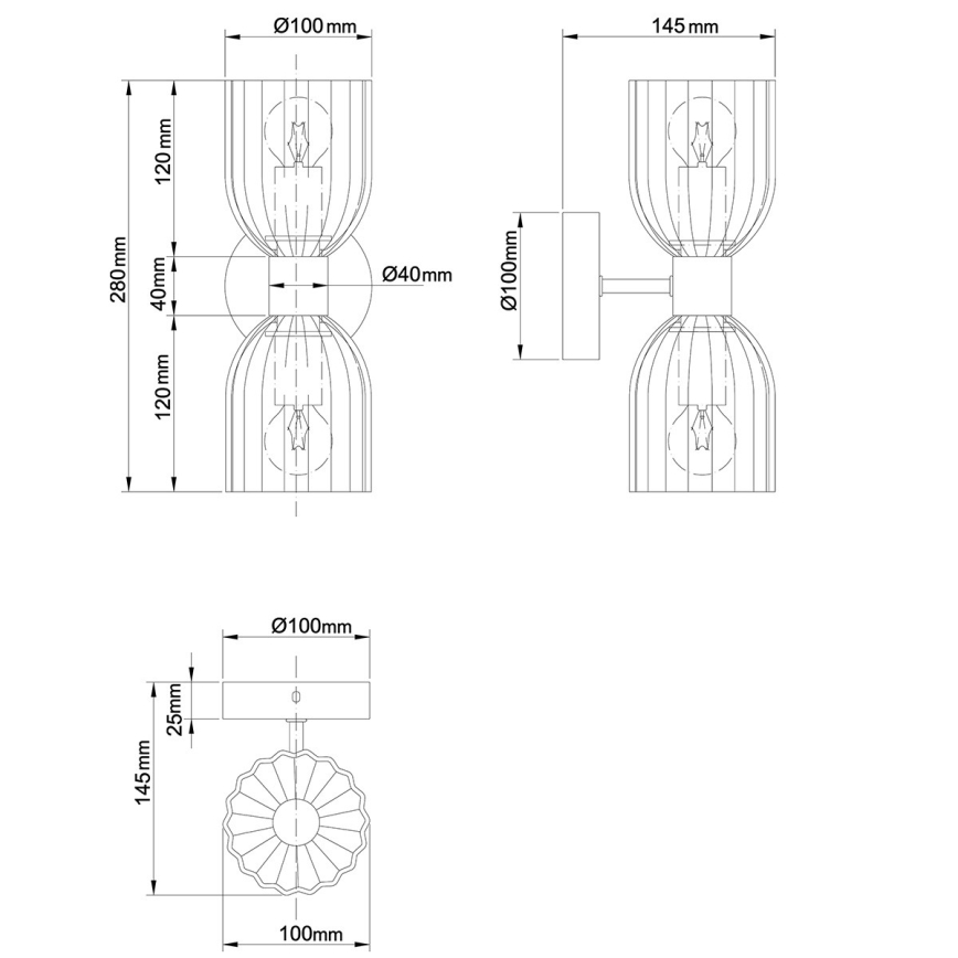 Wandleuchte PIEGA 2xE14/10W/230V Messing/rauchschwarz