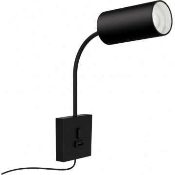 Wandleuchte PUNTO mit USB 1xGU10/9W/230V schwarz
