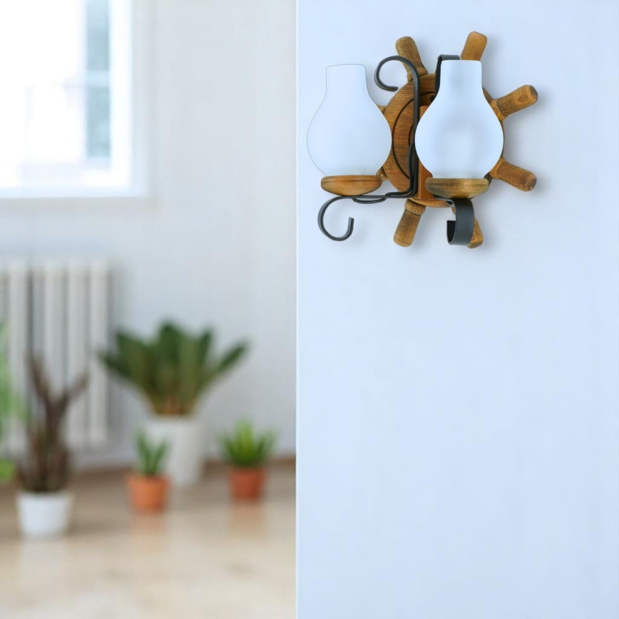 Wandleuchte TIMONA 2xE14/40W/230V Buche