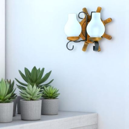 Wandleuchte TIMONA 2xE14/40W/230V Buche