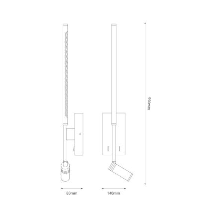 Wandleuchte TORCH LED/6W/230V + LED/3W schwarz