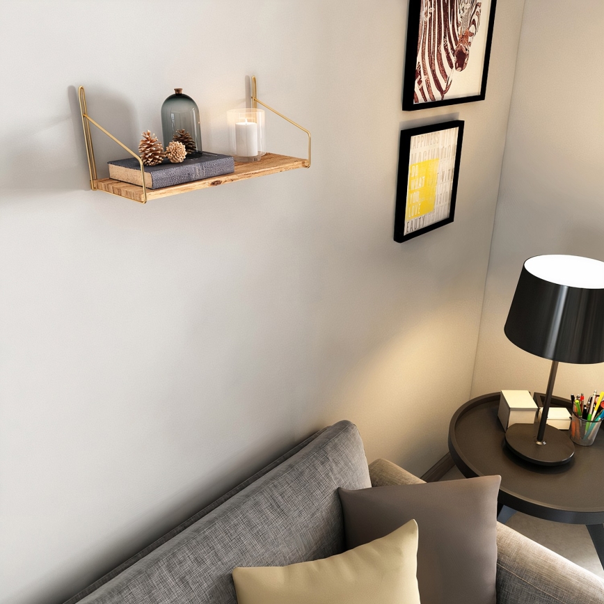 Wandregal 45x16 cm Eiche/golden