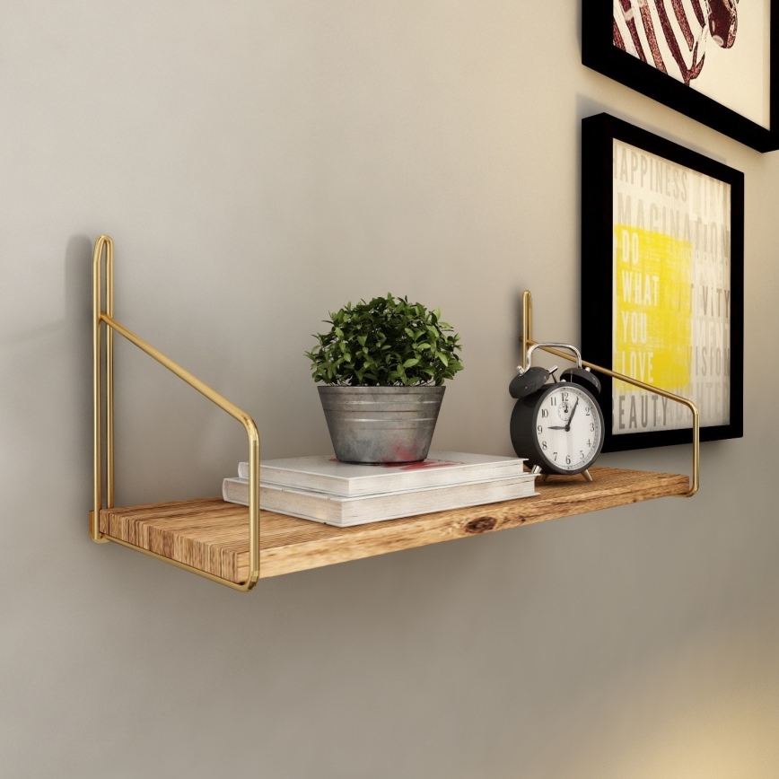 Wandregal 45x16 cm Eiche/golden
