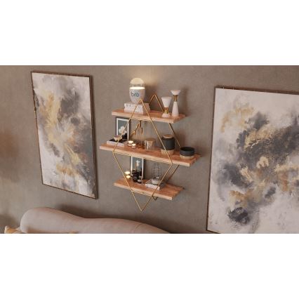 Wandregal 70x60 cm golden/braun