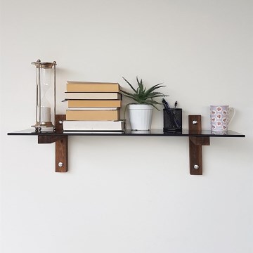 Wandregal 85x25 cm Kiefer/Schwarz