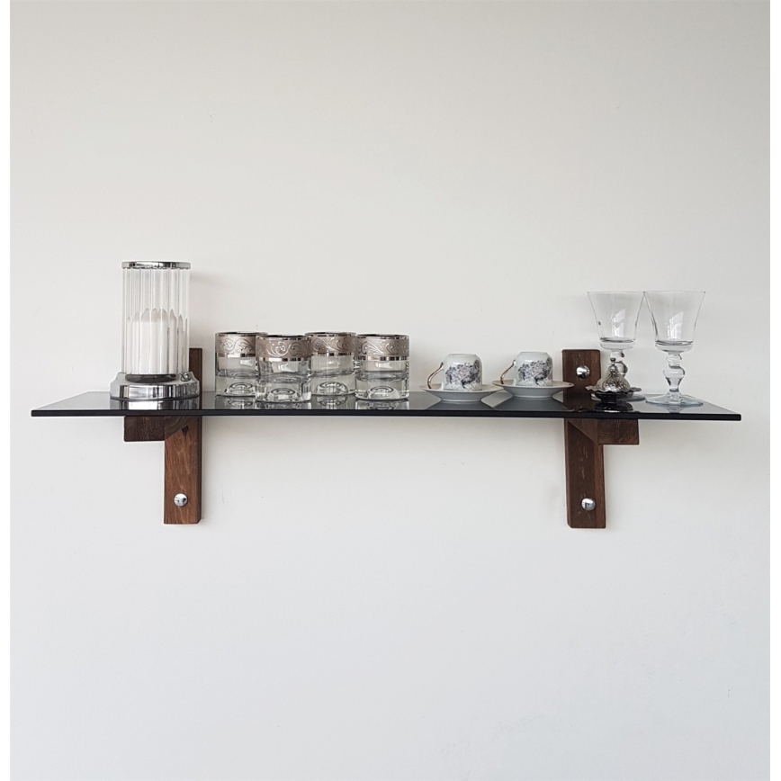 Wandregal 85x25 cm Kiefer/Schwarz