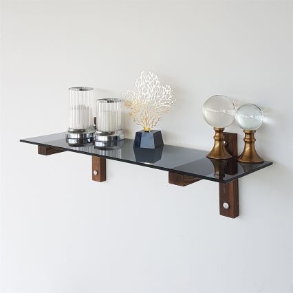 Wandregal 85x25 cm Kiefer/Schwarz