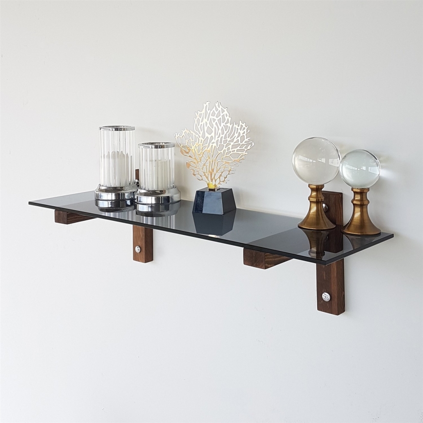 Wandregal 85x25 cm Kiefer/Schwarz