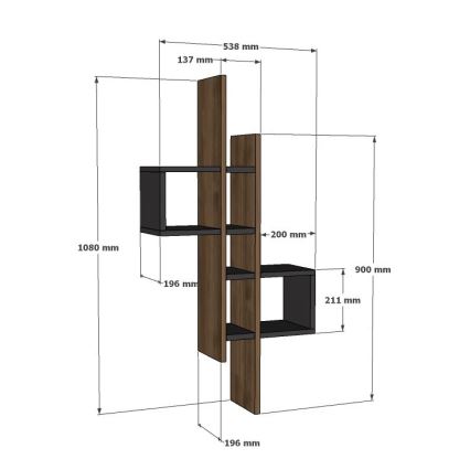 Wandregal EMSE 108x53,8 cm braun/anthrazit