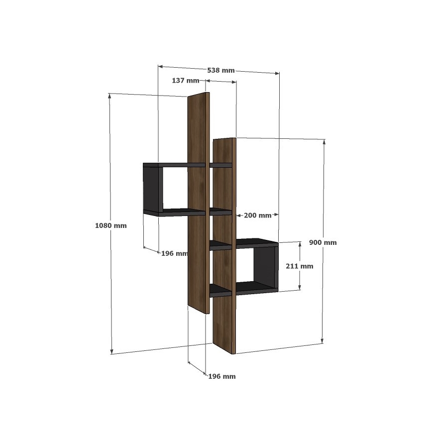 Wandregal EMSE 108x53,8 cm braun/anthrazit