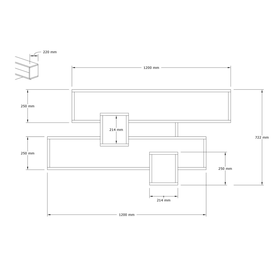 Wandregal KAREN 120x72,2 cm anthrazit/braun