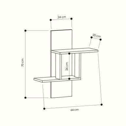 Wandregal MILL 70x64 cm weiß