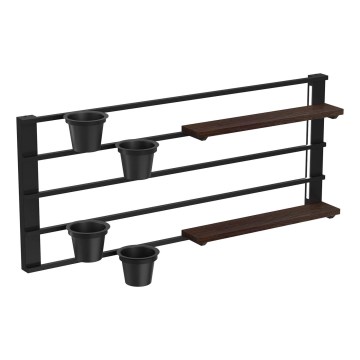 Wandregal mit Blumentöpfen und LED-Beleuchtung SHELF 50x118 cm schwarz/braun/Kiefer