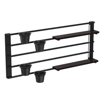 Wandregal mit Blumentöpfen und LED-Beleuchtung SHELF 50x118 cm schwarz/Kiefer