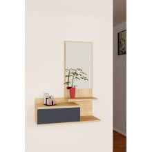 Wandregal mit Spiegel ROZELLA 90x60 cm beige/anthrazit