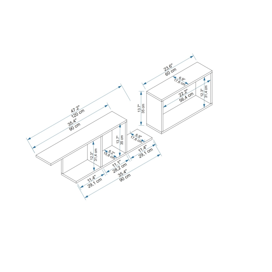 Wandregal NEWRA 35x150 cm braun