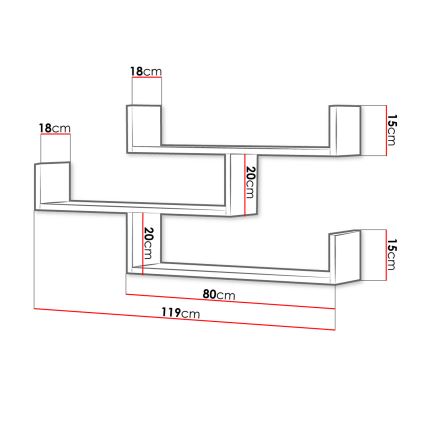 Wandregal TRIO 119x55x18 cm Eiche Wotan