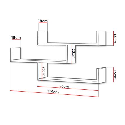 Wandregal TRIO 55x119 cm grau