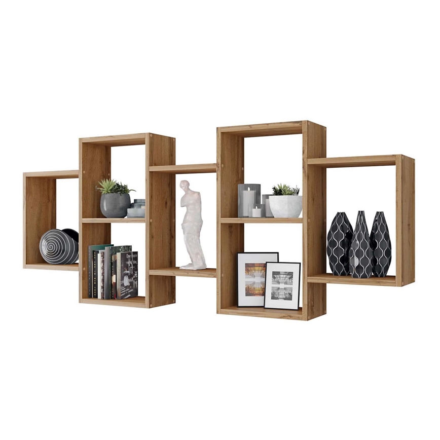 Wandregal TRIO 65x161 cm Eiche Wotan