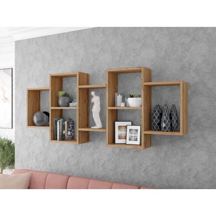 Wandregal TRIO 65x161 cm Eiche Wotan