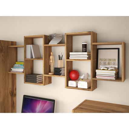 Wandregal TRIO 65x161 cm Eiche Wotan