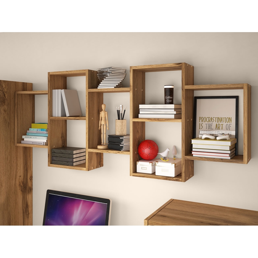 Wandregal TRIO 65x161 cm Eiche Wotan