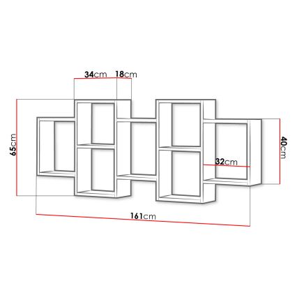 Wandregal TRIO 65x161 cm Eiche Wotan