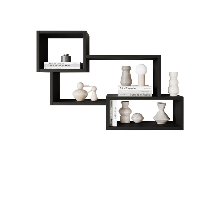 Wandregal TRIO 87 x 54 cm Schwarz-Graphit