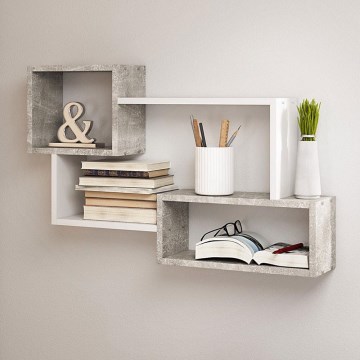 Wandregal TRIO 87x54x18 cm grau/weiß