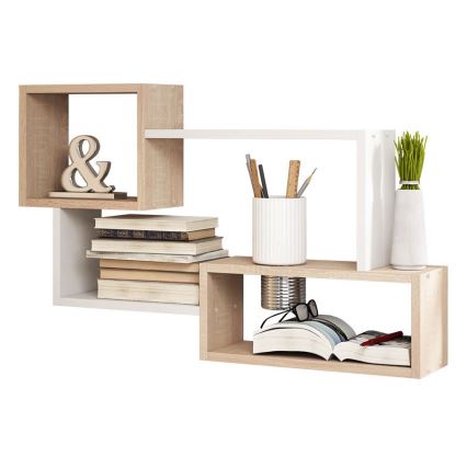 Wandregal TRIO 87x54x18 cm Sonoma-Eiche/Weiß
