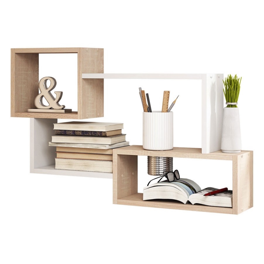 Wandregal TRIO 87x54x18 cm Sonoma-Eiche/Weiß