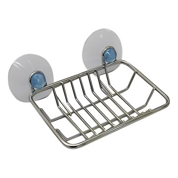 Wandseifenschale aus Draht mit Saugnäpfen, 8,6x12 cm, glänzender Chrom