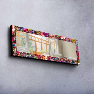 Wandspiegel 120x40 cm Kiefer/Blumen