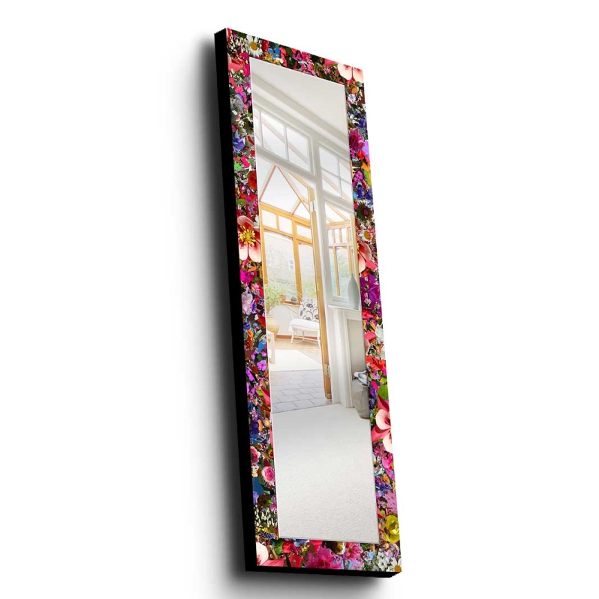 Wandspiegel 120x40 cm Kiefer/Blumen