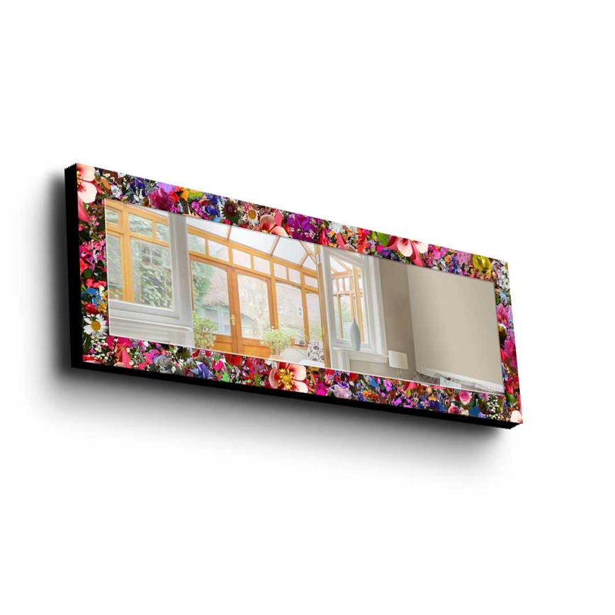 Wandspiegel 120x40 cm Kiefer/Blumen