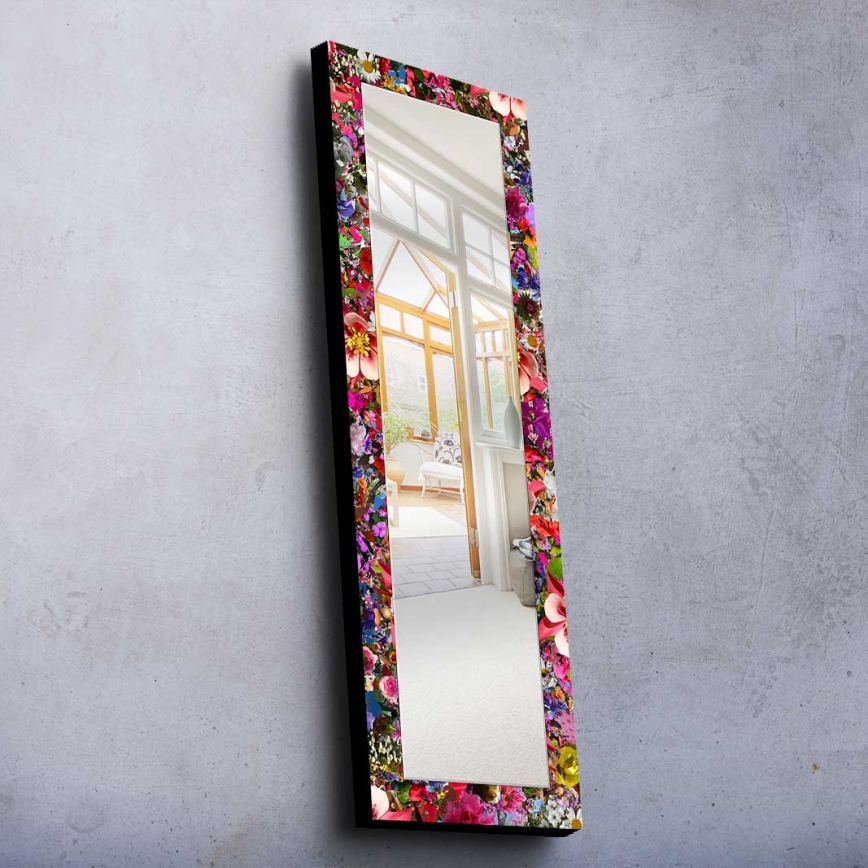 Wandspiegel 120x40 cm Kiefer/Blumen