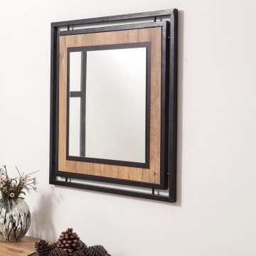 Wandspiegel COSMO 70x70 cm braun/schwarz