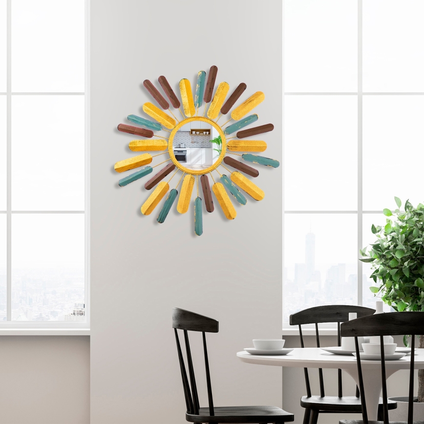 Wandspiegel SONNE d 75 cm gelb