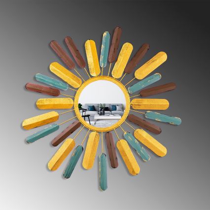 Wandspiegel SONNE d 75 cm gelb