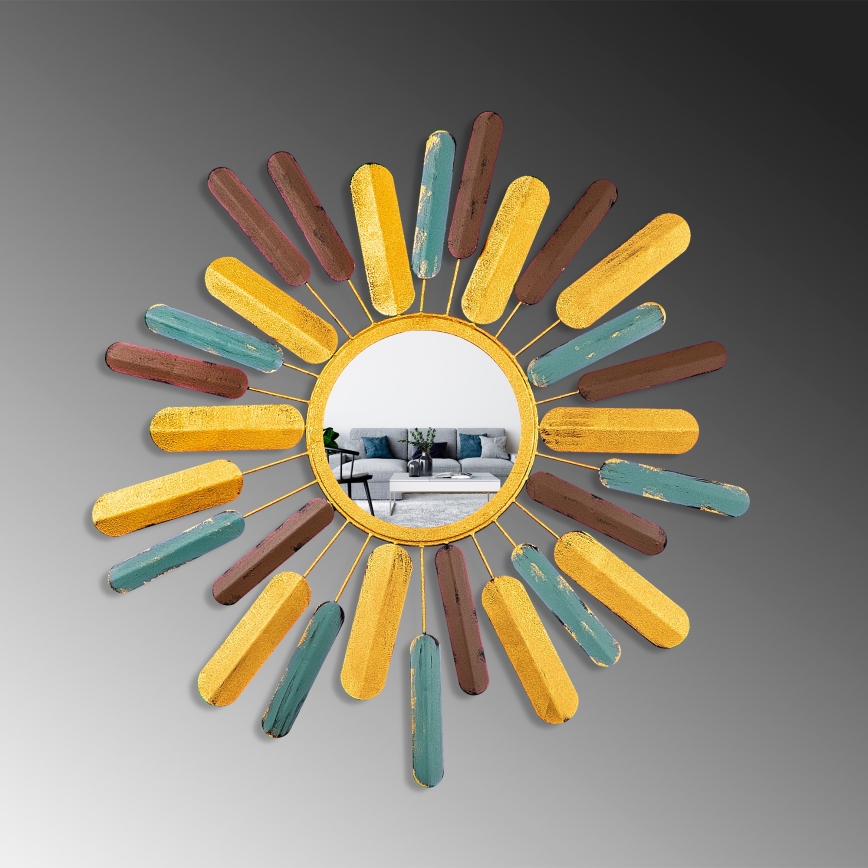 Wandspiegel SONNE d 75 cm gelb
