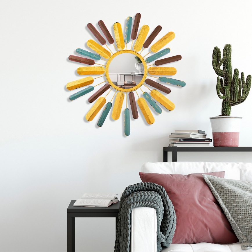 Wandspiegel SONNE d 75 cm gelb