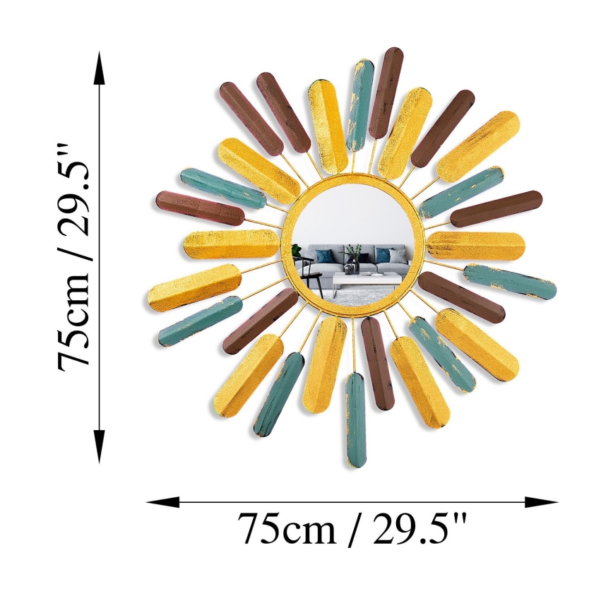 Wandspiegel SONNE d 75 cm gelb