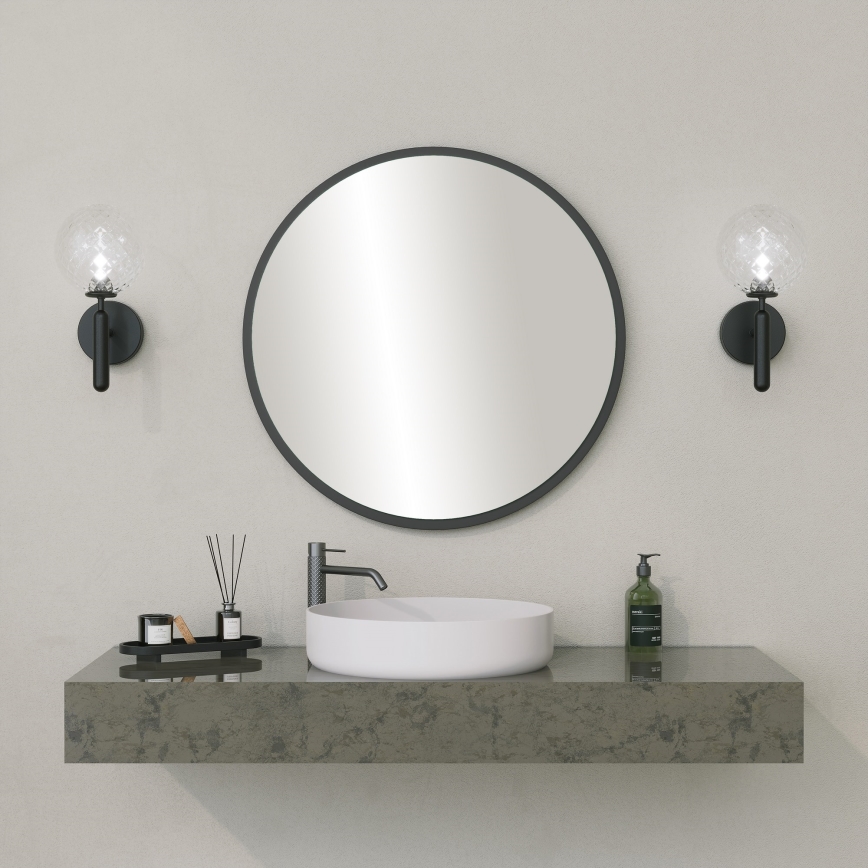 Wandspiegel YUVARLAK d 60 cm schwarz